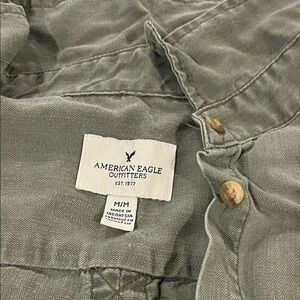 American Eagle Outfitters Gray Button Down Shirt